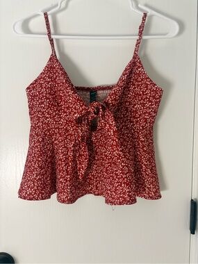 SHEIN Red Floral Tie-Front Camisole